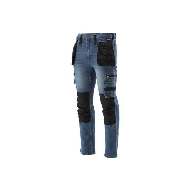 Рабочие джинсы стрейч YATO размер L/XL, 17 карманов, темно-синие, фото  | SNABZHENIE.com.ua