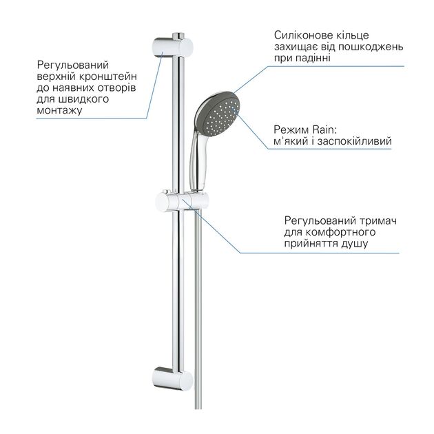 Душовий гарнітур Grohe QuickFix Vitalio Start 100 27942000, фото , зображення 4 | SNABZHENIE.com.ua