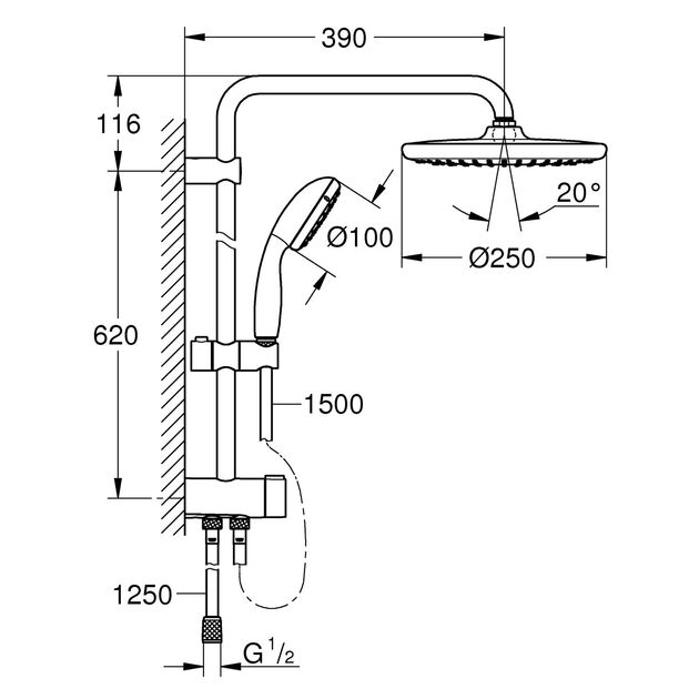Душевая система Grohe Vitalio Start System 250 26817000, фото , изображение 2 | SNABZHENIE.com.ua Душевая система Grohe Vitalio Start System 250 26817000, фото , изображение 2 | SNABZHENIE.com.ua