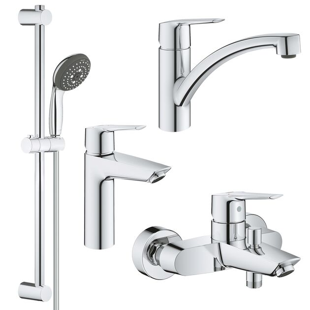Набор смесителей 4 в 1 Grohe QuickFix для ванной и кухни M-Size, фото  | SNABZHENIE.com.ua