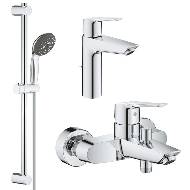 Набір змішувачів 3 в 1 для ванної кімнати Grohe QuickFix Start M-Size UA202301MQ, фото  | SNABZHENIE.com.ua