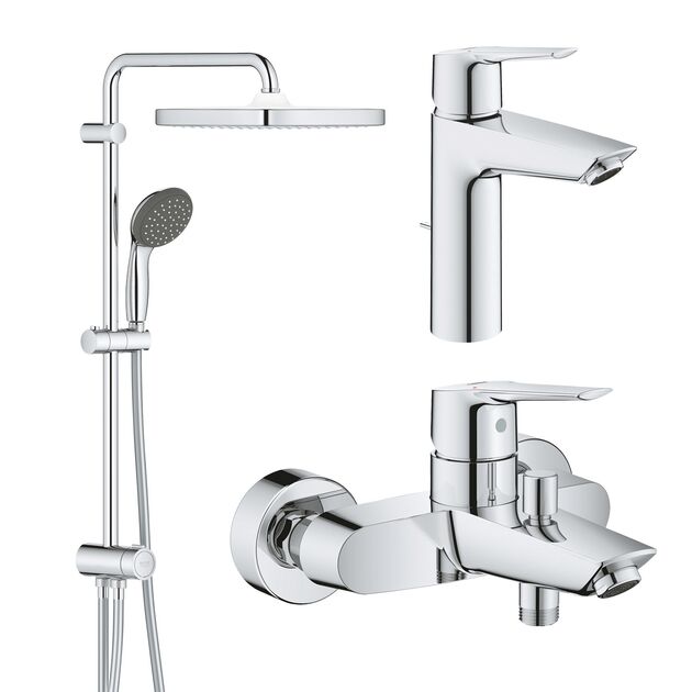 Набір змішувачів 3 в 1 для ванної кімнати Grohe QuickFix Start M-Size UA202305RM, фото  | SNABZHENIE.com.ua