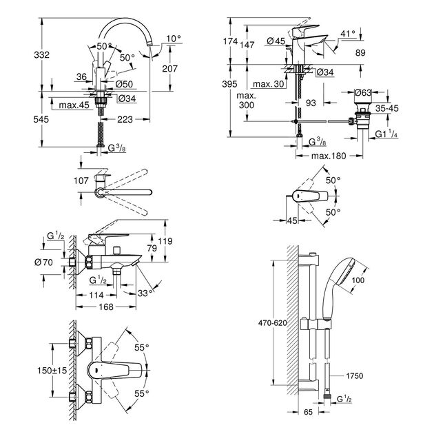 Набір змішувачів 4 в 1 для ванної кімнати і кухні Grohe QuickFix StartEdge S-Size UA202501SK, фото , зображення 2 | SNABZHENIE.com.ua Набір змішувачів 4 в 1 для ванної кімнати і кухні Grohe QuickFix StartEdge S-Size UA202501SK, фото , зображення 2 | SNABZHENIE.com.ua