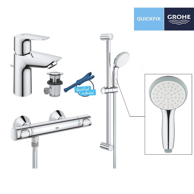 Набір змішувачів 2 в 1 для ванної кімнати Grohe QuickFix StartEdge S-Size UA202503TS, фото , зображення 10 | SNABZHENIE.com.ua Набір змішувачів 2 в 1 для ванної кімнати Grohe QuickFix StartEdge S-Size UA202503TS, фото , зображення 10 | SNABZHENIE.com.ua