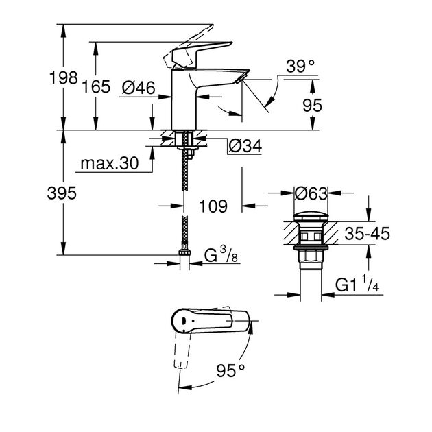 Змішувач для раковини Grohe QuickFix Start S-Size 235512432, фото , зображення 2 | SNABZHENIE.com.ua Змішувач для раковини Grohe QuickFix Start S-Size 235512432, фото , зображення 2 | SNABZHENIE.com.ua