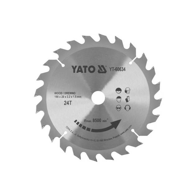 Пильный диск по дереву 190 х 20 х 2,2 мм, 24 зуба YATO (YT-60634), фото  | SNABZHENIE.com.ua