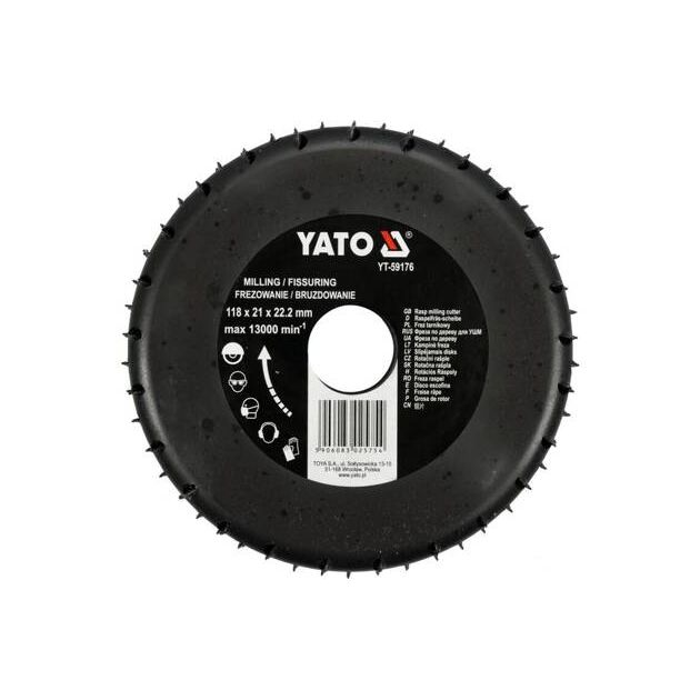 Фреза шліфувальна YATO (YT-59176) 118 x 21 x 22.2 мм для дерева, ПВХ, гіпсу, фото  | SNABZHENIE.com.ua