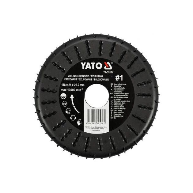 Диск-фреза YATO 118x21x22,2 мм, шлифовальный по дереву и ПВХ, фото  | SNABZHENIE.com.ua
