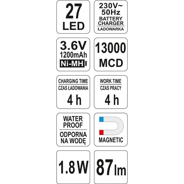 Фонарь аккумуляторный 3,6 В с зарядкой YATO (YT-08523), фото , изображение 7 | SNABZHENIE.com.ua Фонарь аккумуляторный 3,6 В с зарядкой YATO (YT-08523), фото , изображение 7 | SNABZHENIE.com.ua