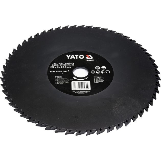 Диск-фреза YATO 230x5x22,2 мм для древесины, ПВХ, гипса (YT-59163), фото , изображение 2 | SNABZHENIE.com.ua
