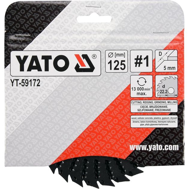 Диск-фреза 125x5x22,2 мм для шлифовки дерева и ПВХ YATO (YT-59172), фото , изображение 4 | SNABZHENIE.com.ua