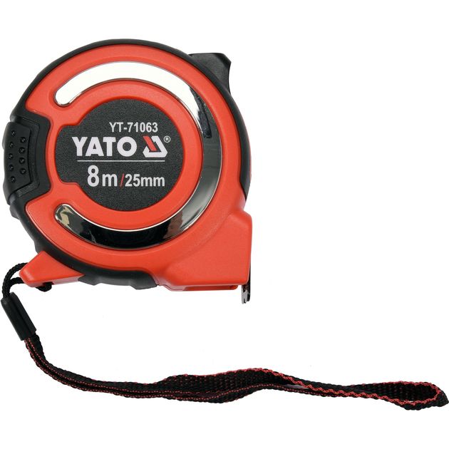 Рулетка YATO 8 м x 25 мм, стальная лента, нейлоновое покрытие, фото  | SNABZHENIE.com.ua