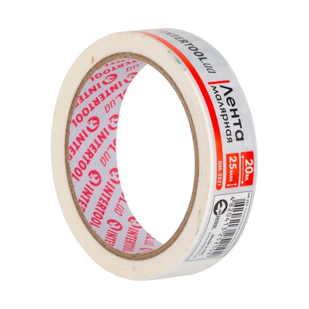 Лента малярная 25мм, 20м, белая INTERTOOL DM-2521, фото  | SNABZHENIE.com.ua