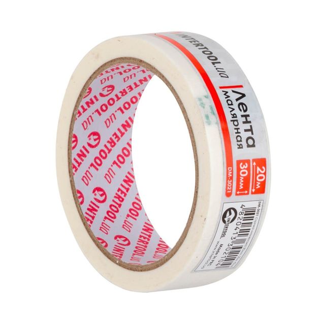 Лента малярная 30мм, 20м, белая INTERTOOL DM-3021, фото  | SNABZHENIE.com.ua