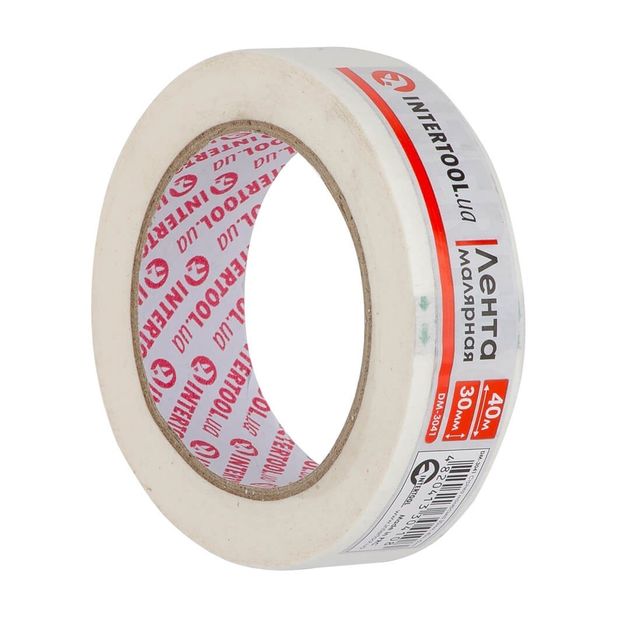 Малярная лента 30мм, 40м, белая INTERTOOL DM-3041, фото  | SNABZHENIE.com.ua