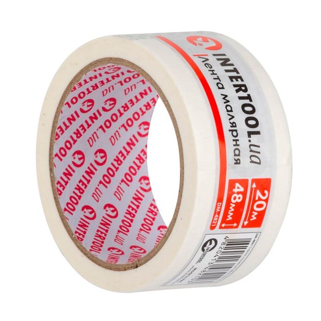 Малярная лента 48мм, 20м, белая INTERTOOL DM-4821, фото  | SNABZHENIE.com.ua