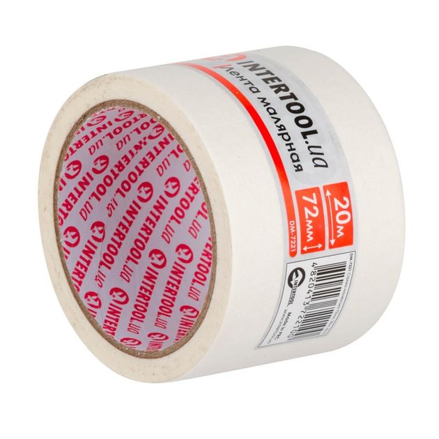 Малярная лента 72мм, 20м, белая INTERTOOL DM-7221, фото  | SNABZHENIE.com.ua