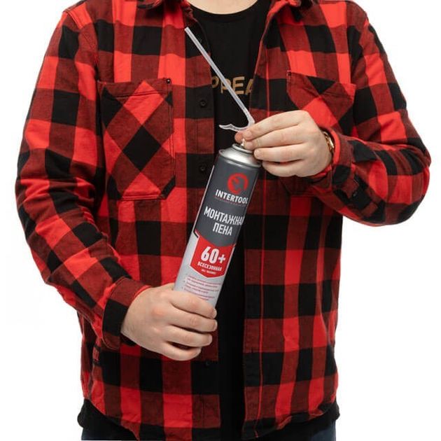 Піна монтажна, всесезонна, 750мл/1000г. 60л.+, трубочка INTERTOOL FS-1100, фото , зображення 3 | SNABZHENIE.com.ua