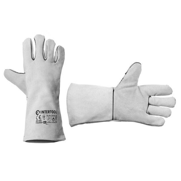 Перчатка замшевая серая INTERTOOL SP-0009W, 60 пар в ящике, фото  | SNABZHENIE.com.ua