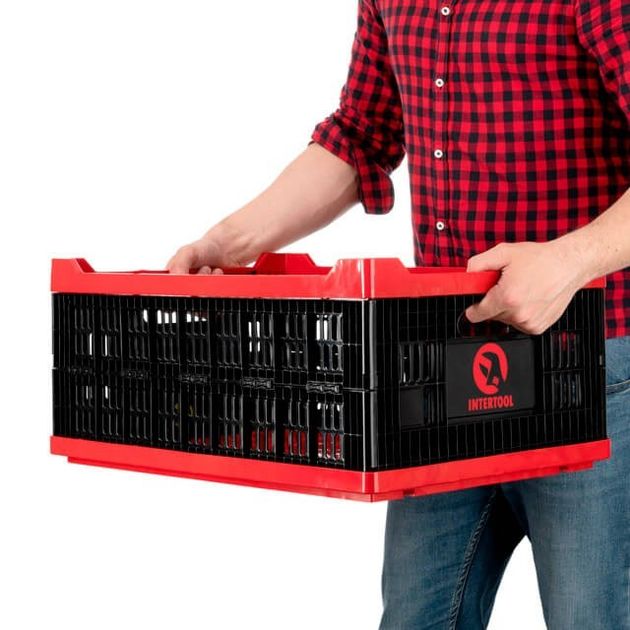 Ящик складний, пластиковий, 30 кг, 47 л, 600*400*260 мм, 100% первинний харчовий ПЕ INTERTOOL BX-6426, фото , зображення 8 | SNABZHENIE.com.ua