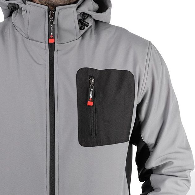 Куртка SOFTSHELL светло-серая с капюшоном, трехслойная, XXXL, фото , изображение 4 | SNABZHENIE.com.ua