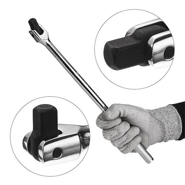 Вороток з шарніром 1/2, 375 мм, Хром-Ванадій INTERTOOL ET-1033, фото , зображення 4 | SNABZHENIE.com.ua Вороток з шарніром 1/2, 375 мм, Хром-Ванадій INTERTOOL ET-1033, фото , зображення 4 | SNABZHENIE.com.ua