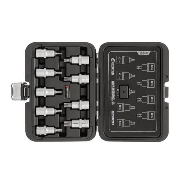 Набір біт TORX 1/2 T20-T60, 55 мм, S2, STORM INTERTOOL ET-8400, фото , зображення 3 | SNABZHENIE.com.ua Набір біт TORX 1/2 T20-T60, 55 мм, S2, STORM INTERTOOL ET-8400, фото , зображення 3 | SNABZHENIE.com.ua