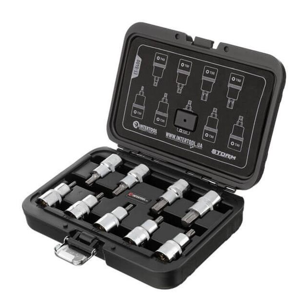 Набор бит TORX 1/2 T20-T60, 55 мм, S2, INTERTOOL ET-8400, фото  | SNABZHENIE.com.ua