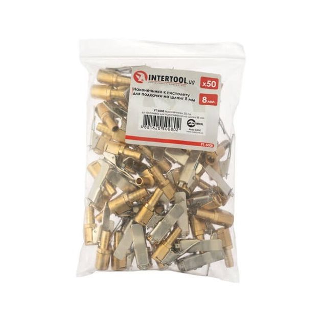 Наконечники 50 шт. для пистолета подкачки на шланг 8мм INTERTOOL PT-5008, фото , изображение 5 | SNABZHENIE.com.ua