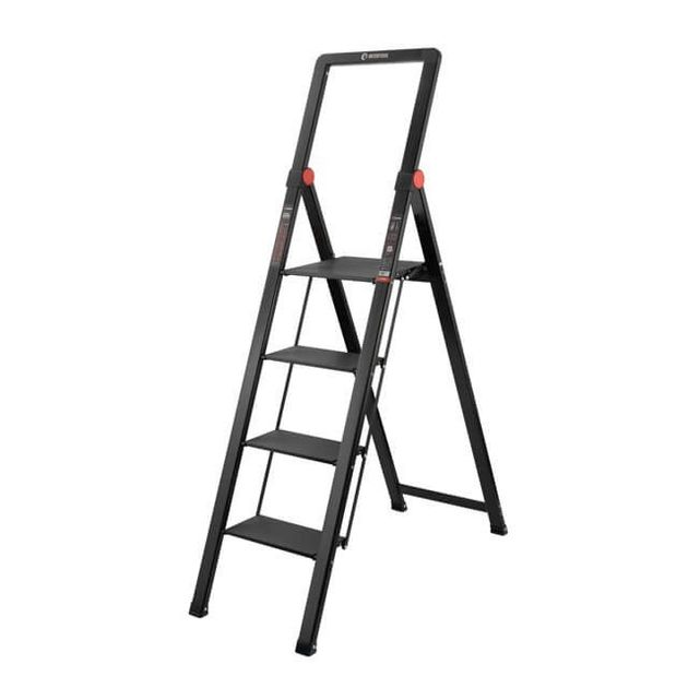 Стремянка алюминиевая Black Slim, 4 ступени, высота 912 мм, 150 кг, фото  | SNABZHENIE.com.ua