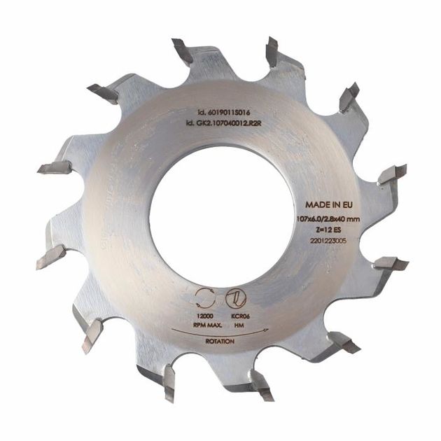 Пильный диск GK2, HM, D=107, F=40, Z=12, R=2, K=6, RH, SCM K560 K360, фото  | SNABZHENIE.com.ua
