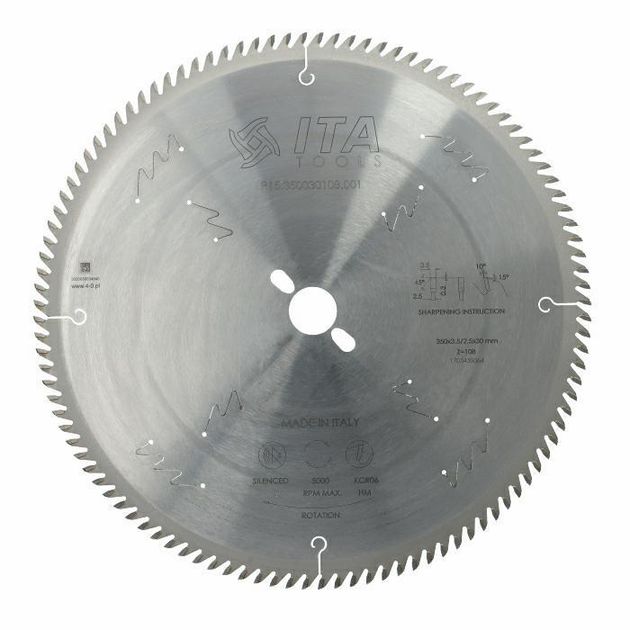 Диск пильний Saw Blade D=350 F=30 Z=108 K/P=3,5/2,5 TP PH03 KCR05+ Ita Tools, фото  | SNABZHENIE.com.ua