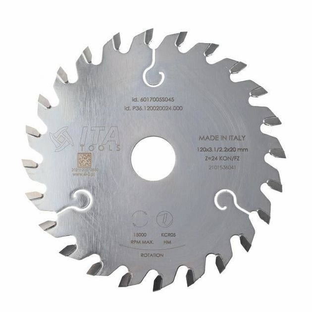 Диск пильний Scoring Blade D=120 F= 20 Z= 24 K=3,1-4,3 P=2,2 CON-ALT5° Ita Tools, фото  | SNABZHENIE.com.ua