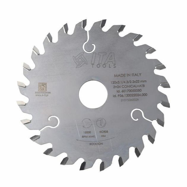 Диск пильний Scoring Blade D=120 F=22 Z=24 K=3,1-4,3 P=2,2 CON-ALT5° Ita Tools, фото  | SNABZHENIE.com.ua