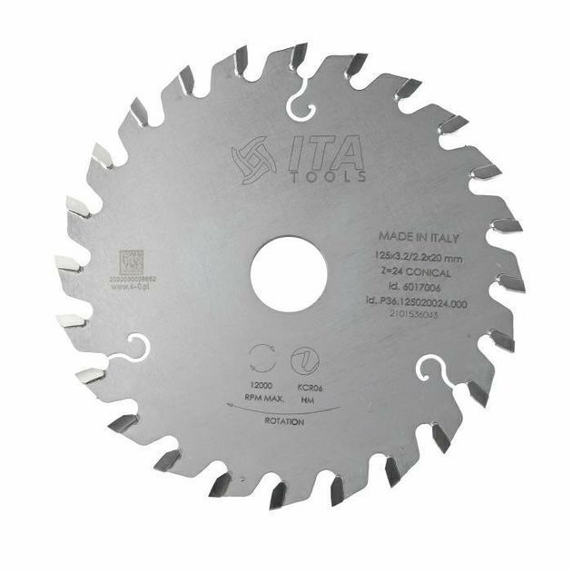 Диск пильний Scoring Blade D=125 F=20 Z=24 K=3,1-4,3 P=2,2 CON-ALT5° Ita Tools, фото  | SNABZHENIE.com.ua