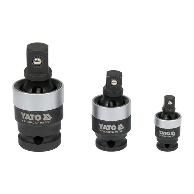 Подовжувачі карданні ударні YATO, квадрати 1/2", 3/8", 1/4" - 3 шт., фото  | SNABZHENIE.com.ua