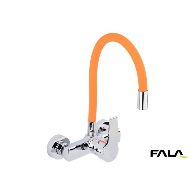 Змішувач води настінний FLEXIBLE FALA з гнучкою оранжевою лійкою, фото  | SNABZHENIE.com.ua
