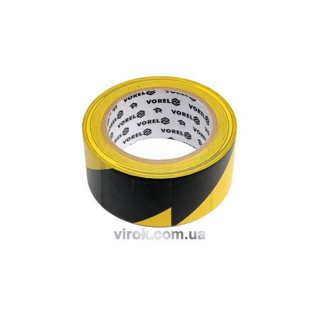 Стрічка сигнальна самоклеюча VOREL 48мм x 33 м. жовто-сіра, ПВХ [24], фото  | SNABZHENIE.com.ua