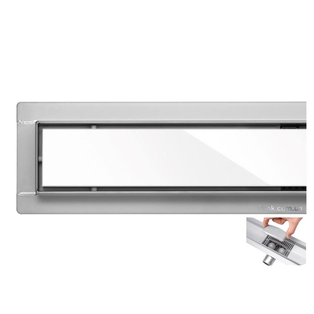 Трап для душа из нержавеющей стали WHITE GLASS FALA, 90х7х7 см, фото  | SNABZHENIE.com.ua