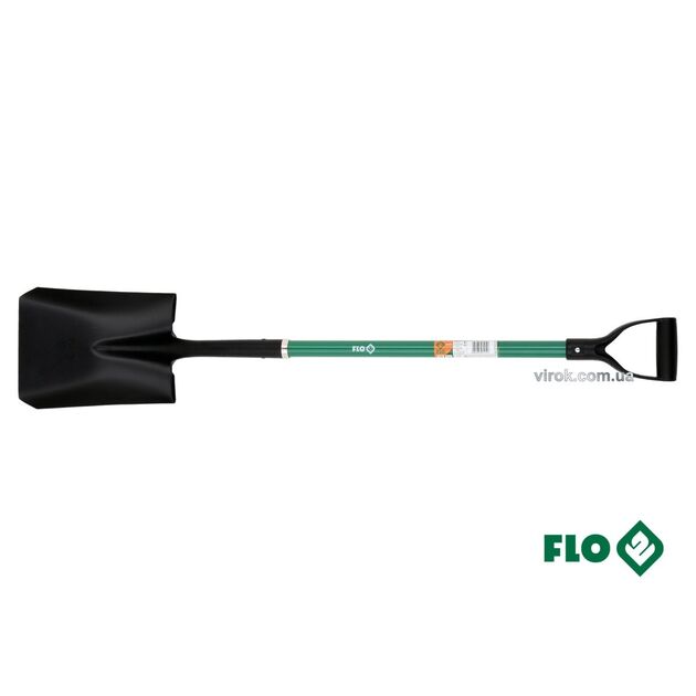 Лопата совкова FLO трапецієвидна : 22.5 x 29 x 120 см, сталева основа, скловолоконна ручка [6], фото  | SNABZHENIE.com.ua