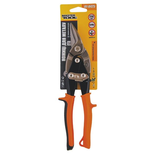 Ножницы по металлу MASTERTOOL 250 мм левые CrMo 01-0425, фото , изображение 2 | SNABZHENIE.com.ua