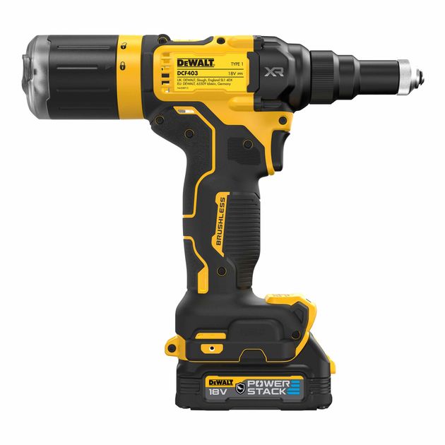 Заклепочник акумуляторний безщітковий DeWALT DCF403E1GT, фото , зображення 3 | SNABZHENIE.com.ua Заклепочник акумуляторний безщітковий DeWALT DCF403E1GT, фото , зображення 3 | SNABZHENIE.com.ua