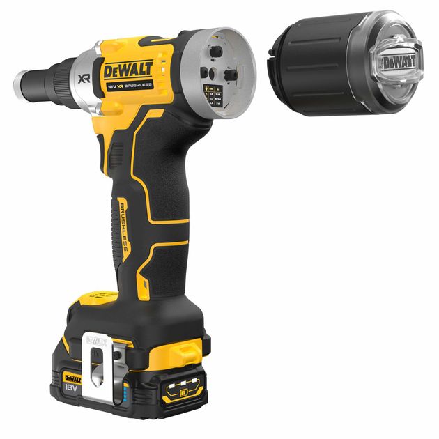 Заклепочник акумуляторний безщітковий DeWALT DCF414E2GT, фото , зображення 6 | SNABZHENIE.com.ua Заклепочник акумуляторний безщітковий DeWALT DCF414E2GT, фото , зображення 6 | SNABZHENIE.com.ua