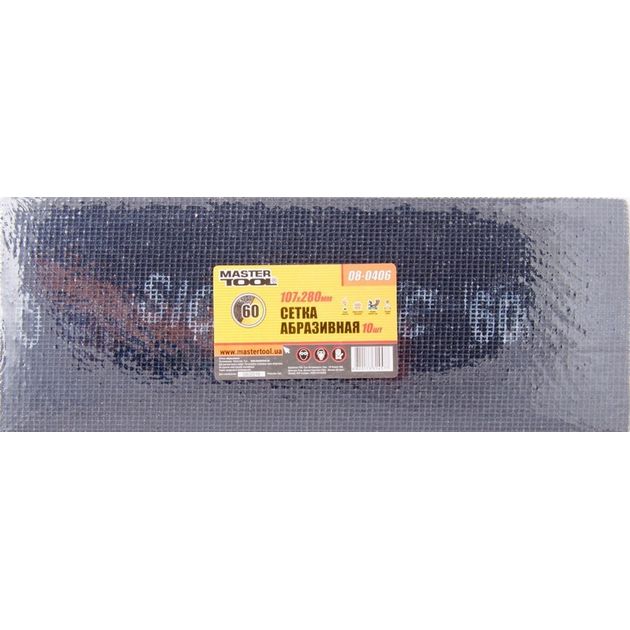 Сетка абразивная MASTERTOOL 60 зерно 107х280 мм 10 шт 08-0406, фото  | SNABZHENIE.com.ua