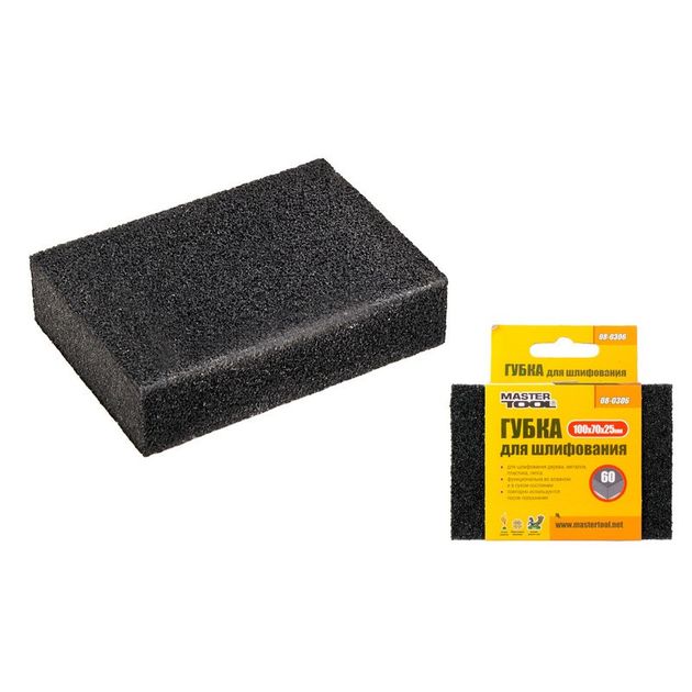 Губка шлифовальная MASTERTOOL Р60 100х70х25 мм 08-0306, фото  | SNABZHENIE.com.ua