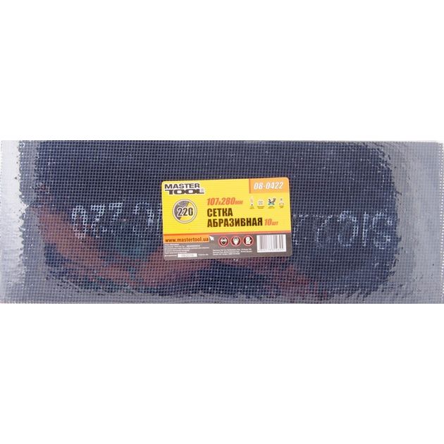 Сетка абразивная MASTERTOOL 220, 107х280 мм, 10 шт, 08-0422, фото  | SNABZHENIE.com.ua