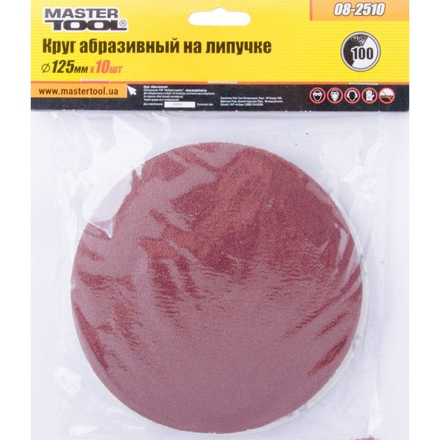 Шлифовальный круг на липучке MASTERTOOL 125 мм зерно 100, 10 шт, фото  | SNABZHENIE.com.ua