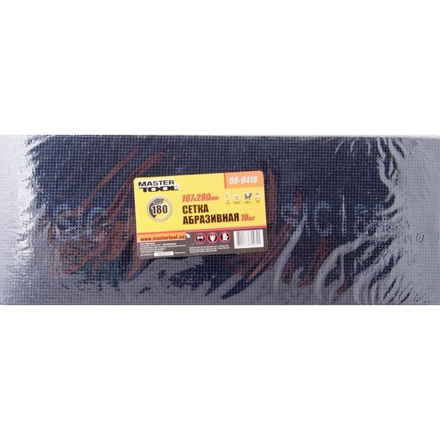 Сетка абразивная MASTERTOOL 180, 107x280 мм, 10 шт, 08-0418, фото  | SNABZHENIE.com.ua