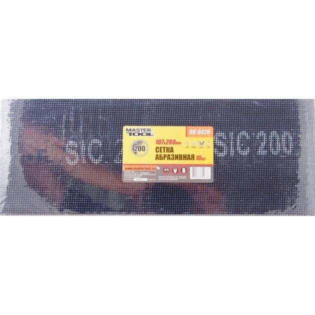 Сетка абразивная MASTERTOOL 200, 107х280 мм, 10 шт, 08-0420, фото  | SNABZHENIE.com.ua