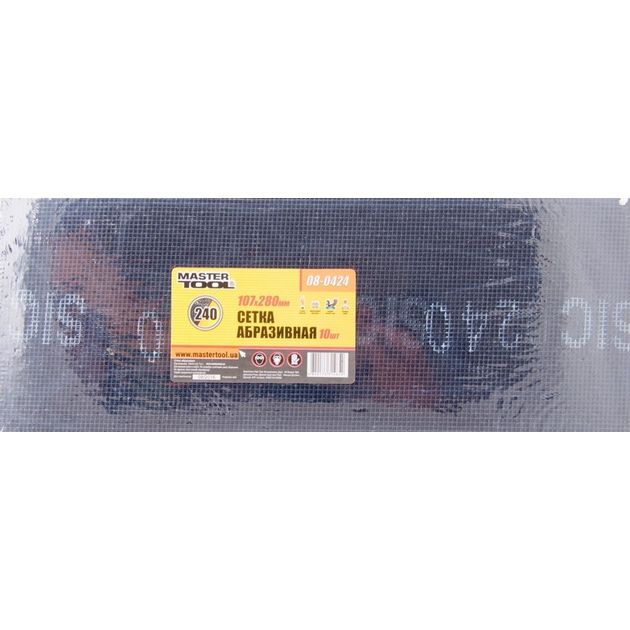 Сетка абразивная MASTERTOOL 240 зерно 107x280 мм 10 шт 08-0424, фото  | SNABZHENIE.com.ua